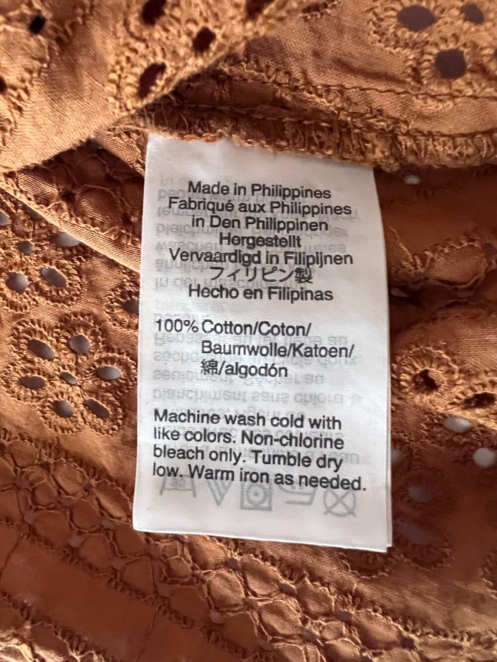 Madewell Eyelet Double-Tie Peasant Top - Size Lg - Picture 5 of 7